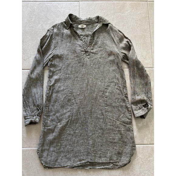 Artisan NY Dress Womens Small Green Linen Shirtdress Coastal Beachy Flowy‎ Boho - Picture 3 of 7